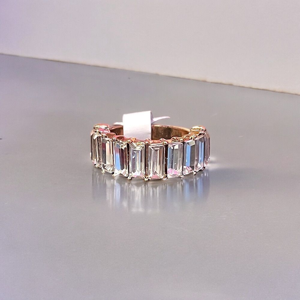 Clear Baguette Rhinestone Gold Tone Ring Size 9.25